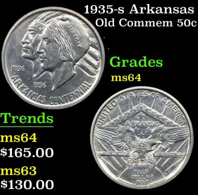 1935-s Arkansas Old Commem Half Dollar 50c Grades Choice Unc. Commemorative coins were