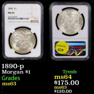NGC 1890-p Morgan Dollar $1 Graded ms63 By NGC.