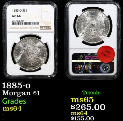 NGC 1885-o Morgan Dollar $1 Graded ms64 By NGC.
