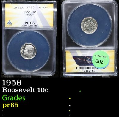 Proof ANACS 1956 Roosevelt Dime 10c Graded pr65 By ANACS. ANACS 1956 Roosevelt Dime 10c Graded