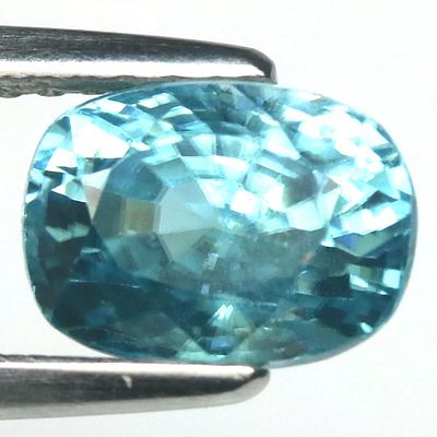 2.56 CT. Heated Sea Foam Blue Cambodia Zircon Cushion