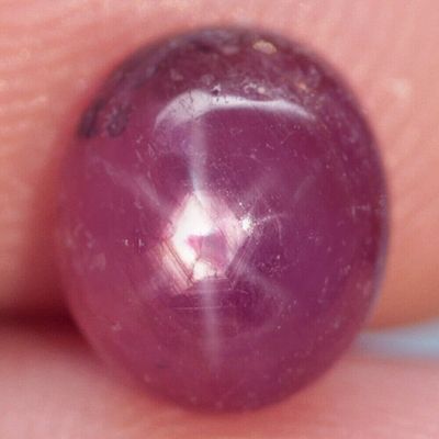2.57 Ct. Star Ruby Natural Oval Cabochon Purplish Red 6 Rays Unheated Madagascar 8.1x7 mm