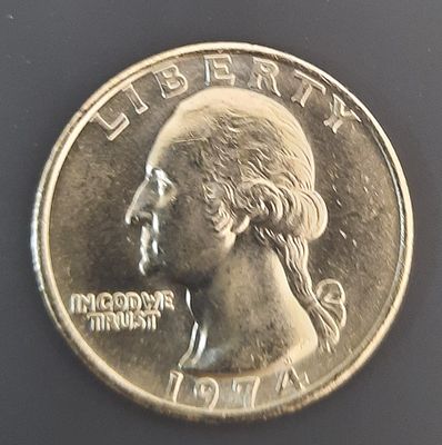 רבע דולר ארה"ב
מצב מינט UNC
שנה 1974