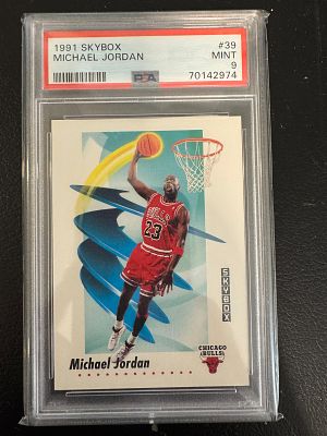 קלף של מייקל ג׳ורדן מדורג 9 מ 1991. שזה דירוג נדיר לשנה הזאת