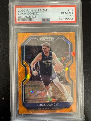 קלף מדורג 10 של Luka Doncic . Panini Prizm Orange Ice.