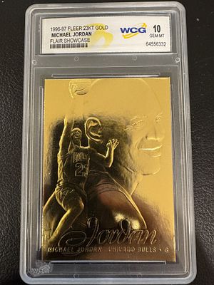 קלף מדהים של מייקל ג׳ורדן 23KT Gold מדורג 10. Fleer 1996-97.