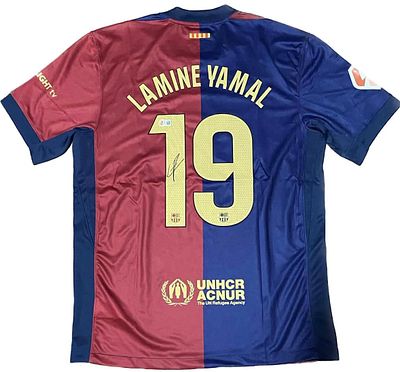 חולצה יוקרתית ונדירה חתומה של הכוכב יאמין יאמל של נייק. במדי נבחרת ברצלונה . משחקי בית בלה 