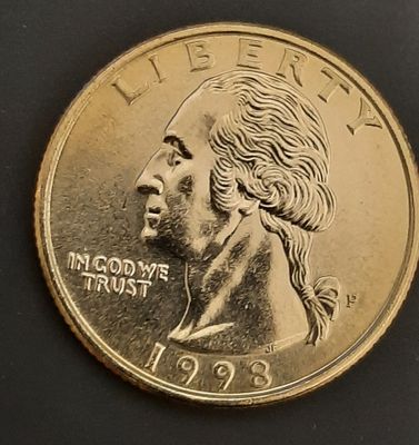 רבע דולר, קוורטר, 25 סנט ארה"ב
מצב מינט UNC
שנה 1998