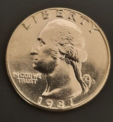 רבע דולר, קוורטר, 25 סנט ארה"ב
מצב מינט UNC
שנה 1981