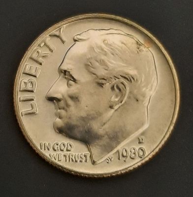 עשר סנט דיים ארה"ב
מצב מינט UNC
שנה 1980D