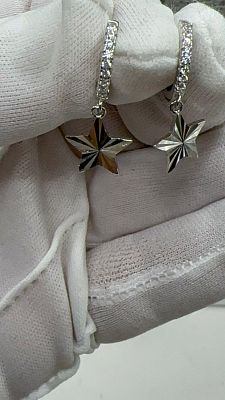 עגילי כספ 925 כוכב! עגילים בעבודה מיוחדת. פתיחה-$30