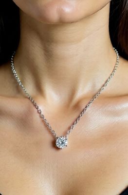 שרשרת עם תליון יהלום מואסנייט 2 קראט! עשויים מכסף 925