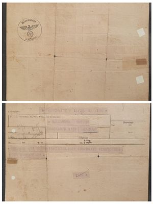 שואה - מברק מאושויץ עם חותמת דאר רשמי.נדיר מאד!!!