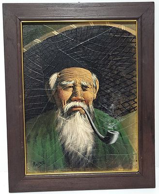 1885 ציור ישן עבודת יד של האמן התאילנדי המפורסם Maitree Juntaroopamai-320$---