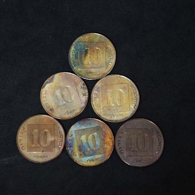 -Israel-6 Coins-10 Agorot-With very very nice Patina-UNC(39)