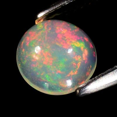 --1.75 ct 7.8mm Round Cabochon Natural Play-of-Color Crystal Welo Opal, Ethiopia 10x7 mm(A)