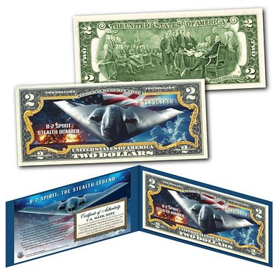 שטר מיוחד נדיר וחוקי של 2$ שיצא במהדורה מוגבלת לכבוד המפציץ B-2 שהפציץ את הכור האטומי באירן.