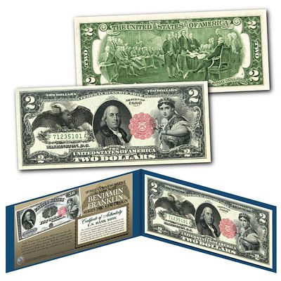 שטר של 2 דולר חוקי וסחיר מיוחד מאוד של Franklin 100$ Design 1880 Hybrid.