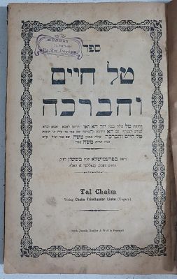 חסידות דפוס ראשון! 
ספר טל חיים והברכה, חידושים בסוגיות הש"ס מאת האדמו"ר רבי חיים פרידלנדר 