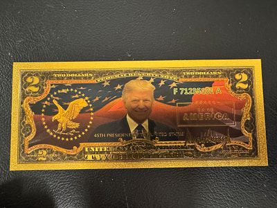 שטר פנטזיה מצופה זהב 2 דולר של הנשיא דונלד טראמפ Save America
