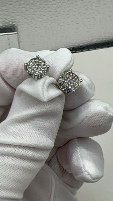 עגילי כסף 925 עם שיבוץ אבני מואסנייט בשיבוץ מיקרופייב פתיחה-$35