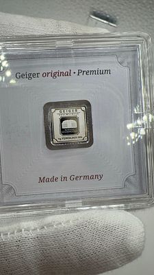 מטיל כסף 1 גרם - גייגר מקורי. גרם טהור של כסף טהור, גייגר מקורי (AG 999) בעיצוב עוצר נשימה! 🏰 