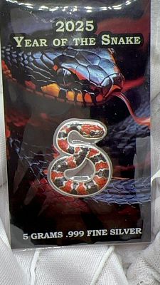 2025 שנת הנחש מטיל כסף נחש צבעוני אדום! הערכה-$35-$45 פתיחה-$15