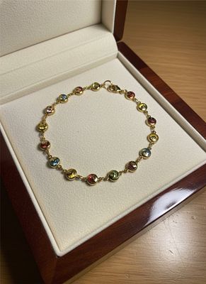 צמיד צבעוני מרהיב- ירח- כוכב🙂 מזהב גולדפילד צהוב 14 ק. עם אבני חן צבעוניות בתוך כל חוליה😊. צמיד 