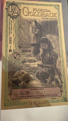 🪙 **חצי** גולדבק פלורידה – **נדיר** ומרהיב! ⚜️ יצירת אמנות מרהיבה המכילה 1/2000 אונקיית טרוי 