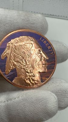 מטבע באפלו נחושת טהורה 9999 צבעוני משני צידיו!. נדיר! 🪙 מטבע באפלו מנחושת טהורה 9999! צבעוני 
