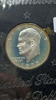 מטבע ליברטי אייזנהאואר נדיר בפטינה שלו, בתוך קופסא מיוחדת. הערכה $90-$110 פתיחה-$30