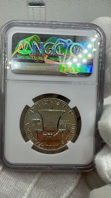 מטבע כסף פרוף! 1959! מדורג 67! ע״י NGC! חצי דולר פרנקלין NGC. 💎 מטבע 50 c 1959 במצב פרוף! מדורג 