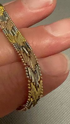 ✨ צמיד כסף 925 איטלקי יוקרתי - מצופה בזהב 14 ק. בשלושה צבעים! ⚜️ זהב צהוב, לבן ורוזה בשילוב 