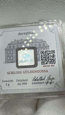 מטיל כסף טהור גייגר 1 גרם ארוז גולדנגוסה. ✨ **מטיל כסף טהור** גייגר 999 במשקל גרם! 🏰 עיצוב 