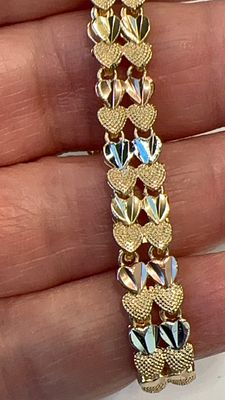 💖 צמיד לבבות זהב בשלושה צבעים, איטלקי, עשוי מזהב גולדפילד 14 ק. עוצר נשימה! ✨ עיצוב מיוחד 