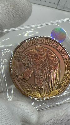 מטבע נחושת טהורה 9999 צבעונית טבעית נשר. 🦅 מטבע נחושת **נדיר** במשקל אונקיה! עיצוב עוצר נשימה ✨ 