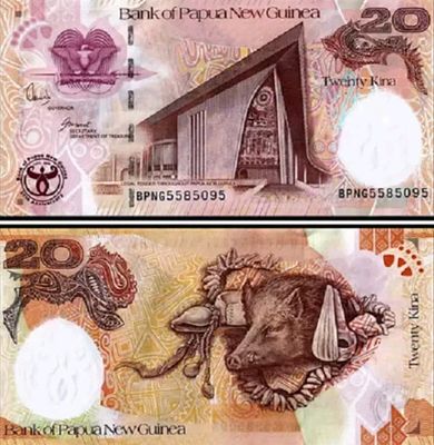 פפואה גינאה החדשה 20 קינה 2008 UNC!! שטר יפייפה!!