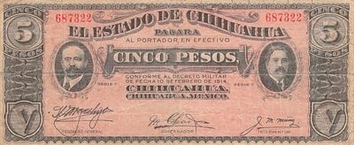 מקסיקו 5 פסו 1914 שטר גדול מאוד