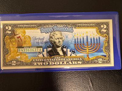 שטר מיוחד נדיר וחוקי של 2$ שיצא במהדורה מוגבלת של חג חנוכה ארה״ב