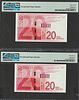 -Israel Nice Lot of 2 Banknotes with NICE FANCY NUMBERS -20 New Sheqalim-2017-P#65a-PMG 67EPQ(F)תמונה - 1