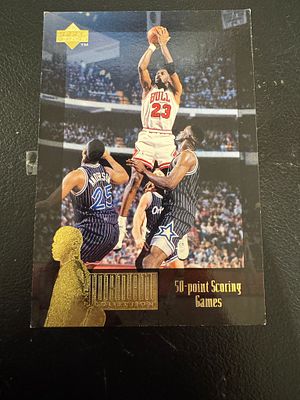 קלף גדול ומיוחד מייקל ג׳ורדן upper Deck 1996. קליעה 50 נקודות במשחק