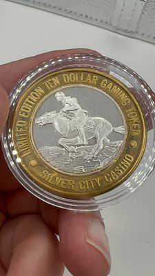 נדיר ביותר!!! מטבע כסף 37.02 גרם, שהונפק בהנפקה מיוחדת ונשמר בכספת בארה״ב - מטבע Silver City Casino