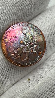 נדיר! פטינה צבעונית! פני אמריקאי 1917. נדיר! 🪙 פני 1917 עם גוונים מרהיבים! ✨ **תוספת מושלמת** 