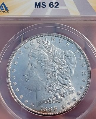 מטבע מורגן דולר (Morgan Dollar) 1888 בדירוג מעולה MS-62 של חברת ANACS הוא מטבע מבוקש מאוד בקרב 