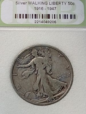 חצי דולר Walking Liberty משנת 1934, אחד התאריכים המרכזיים בסדרת "חירות מהלכת". מטבעות ממטבעת סן 