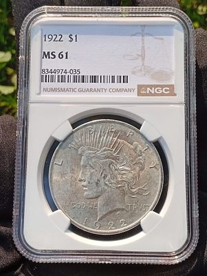 דולר השלום מכסף משנת 1922 בדירוג NGC MS-61 הוא מטבע אמריקאי משמעותי, המסמל את השלום שלאחר מלחמת 