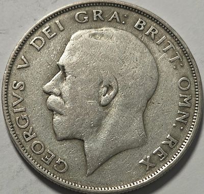 אנגליה חצי קראוון 1921, כסף!! מטבע גדול 32 ממ 14 גר. שנה מבוקשת!!