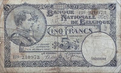 בלגיה 5 פרנק 1938!!!