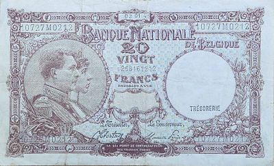 בלגיה 20 פרנק 1945!!!