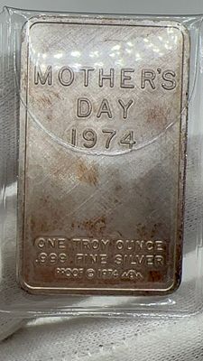 מטיל אונקיית כסף נדיר וינטג׳ מ-1974, יום האם. כסף 9999 ורדים. 🌷מטילי כסף טהור בעיצוב **ורדים 